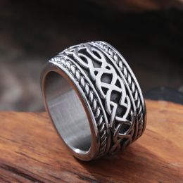 Classic Celtics Spiral Knot Ring For Men Women Punk Nordic 14K White Gold Viking Ring Amulet Jewellery Gift