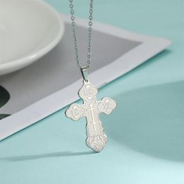 Pendant Necklaces COOLTIME Christian Cross Necklace Women Men Eastern Orthodox Serbian Gold Colour Silver Jewellery Christmas Gift2151