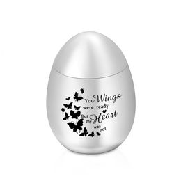 Cremation Urns Funeral Urn for Ashes Egg Shape Keepsake Memorials Jar - Your Wings were Ready My Heart was Not 30x40mm2098