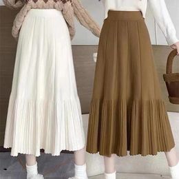 Skirts 2024 Spring A Pleated Skirt Girl Tide Solid Colour Gentle Wind Knit For Women Korean Fashion Clothing