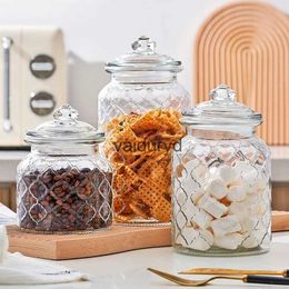 Food Storage Organization Sets Creative Grade Glass Jar Carved Candy Fruit Pickle with Lid Transparent Airtight Container Decorvaiduryd