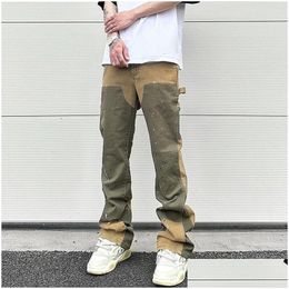 Men'S Plus Size Pants High Street Flare For Men Casual Washed Baggy Straight Denim Trousers Jeans Drop Delivery Apparel Mens Dh2Md