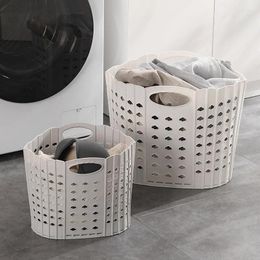 Laundry Bags 1pc Collapsible Plastic Basket Hollow Out Wall-mounted Foldable Household Dirty Clothes Storage