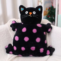 Kawaii Soft Wave Point Cat Pillow Stuffed Plush Toys Home Comfort Cushion Kids Birthday Gift Cute Plushies Friend 45cm 240115