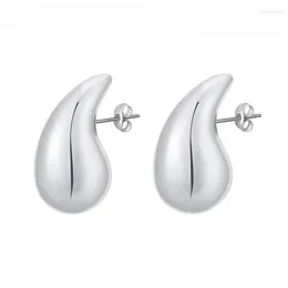 Stud Earrings 925 Sterling Silver 18K Gold Glossy Waterdrop Teardrop Women Euro Simple Pendientes Jewellery Gift