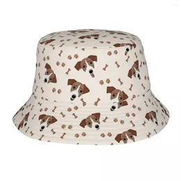 Berets Jack Russell Terrier Dog With Bones Bucket Hats Panama Hat Children Bob Outdoor Hip Hop Fisherman For Unisex Caps