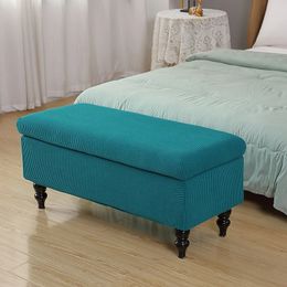 Rectangle Storage Ottoman Covers Plain Colour Stretch Foot Stool Cover AntiDust Polar Fleece Footrest Seat Slipcovers Protector 240115