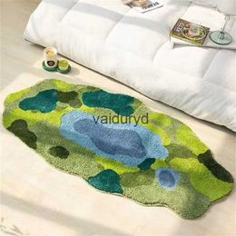 Carpets Super Soft Bedside Carpet Irregular Moss Pattern Anti-Slip Fluffy Bathroom Mats Absorbent Kitchen Floor Rug Shaggy Carpet Homevaiduryd