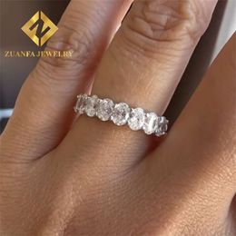 Anniversary Bridal Jewellery 10K Gold Vvs1 Super White D Colour Oval Moissanite Diamond Half Band Engagement Eternity Ring Wo