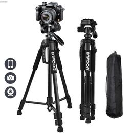 Tripods Phone Travel Self Tripod Aluminium Tall 55 140CM Stand With Quick Plates Mount Pan Head For Nikon DSLR SLR Digital CameraL240115