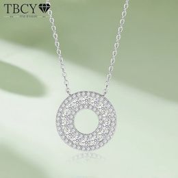 TBCYD 1.4CT D Colour Double Circle Necklace Pendant For Women GRA Certified S925 Silver Neck Chain Luxury Jewellery Gift 240115