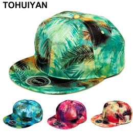 Personality Leaves Graffiti Printing Cap Cool Flat Bill Baseball Hats Outdoor Streetwear Hip Hop Caps for Men Women 240113