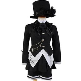 Black Butler Magician Ciel Phantomhive Band Cosplay Costume Set 7 PCS164x