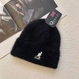 Kappen KANGOL trendige Känguru-Strickmütze Damen-Wollmütze Plüsch warmer Herbst und Winter neue kalte Mütze ins Super-Feuer-Mütze
