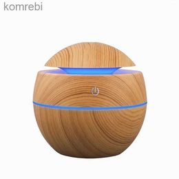 Humidifiers Humidifier Electric Air Aroma Diffuser Wood Ultrasonic 130ML Air Humidifier Essential Oil Aromatherapy Cool Mist Maker For HomeL240115