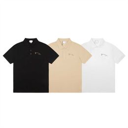PPMen's new polo shirt Men's short sleeve lapel classic solid color front chest fashion simple slim-fit business shirtS-XXL