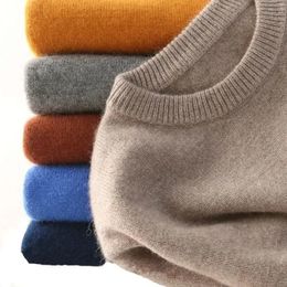 Men Cashmere Sweater Autumn Winter Soft Warm Jersey Jumper Robe Pullover VNeck ONeck Knitted Sweaters Couple Christmas 240115