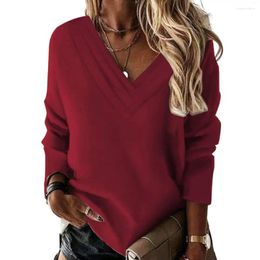 Women's Blouses Lady Fall Sweatshirt Casual Loose Fit Long Sleeve Blouse Multi-layered V Neck Solid Colour Winter Top Thick Warm