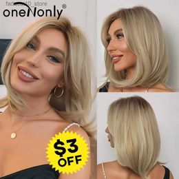 Synthetic Wigs OneNonly Omber Short Bob Wig Natural Hair Blonde Wigs for Women Party Daily Use Heat Resistant Hair Q240115