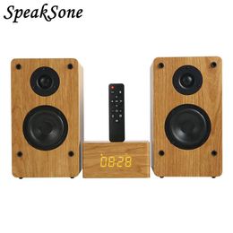 Speakers Sound Bar Tv 2.1ch Home Theatre System Retro Wooden Wireless Bluetooth 5.0 Speakers Hifi Subwoofer Stereo Boombox with Clock