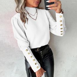 Women's Blouses Women Lace Backless Shirt Button Embellished Long Sleeve Top Elegant Patchwork V-neck Blouse For Spring