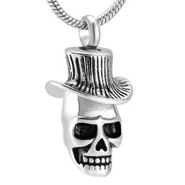 Punk Skeleton Stainless Steel Cool Men Cremation Necklace Memorial Ashes Holder Funeral Urn Pendant Keepsake Jewelry293A