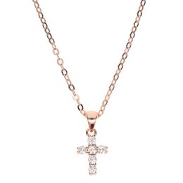 high quality gold filled 925 sterling silver pave tiny cute cross pendant chocker necklace designer necklace for women1738