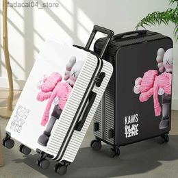 Suitcases Graffiti luggage High appearance horizontal trolley case 20 boarding combination suitcase Strong durable travel case Q240115