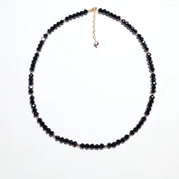 Pendants Lii Ji Real Gemstone Black Spinel Necklace US 14k Gold Filled No Fade Choker 45 4cm For Women Jewellery Gift