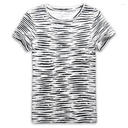 Men's T Shirts Zebra Striped Shirt Men Man Stripes Top Tees Short Sleeve Sailor Tshirt Male