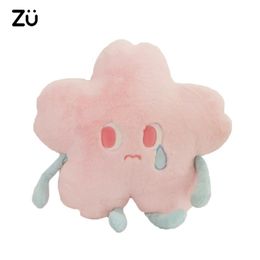 ZU Spring Flower Pink Cherry Blossom Plushie Toy Cute Sad Face Sakura Throw Pillows Chair Cushion Gift For Girls 240115