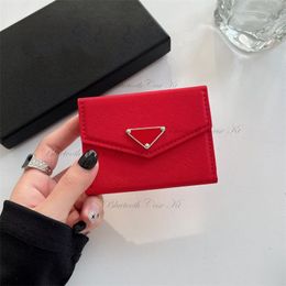 Credit Card Holder for Men Bank Cards Holders Genuine Leather Wallet Mini Money Clips Business Luxury P brand Triangular nameplate wallet bag Women Small Purse Pouch