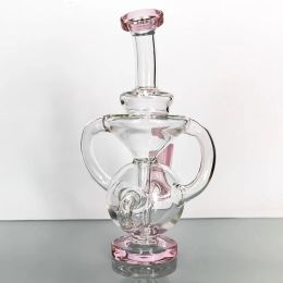 Pink Transparent Bent Neck Glass Bongs Smoking Pipe Oil Dab Rigs Honeycomb percolator Water Pipes 10mm Female Joint Hookahs With Pink ZZ