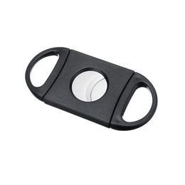 Stainless Steel Cigar Cutter Pocket Small Double Blades Scissors Black Tobacco Cigars Knife Plastic Handle Pocket