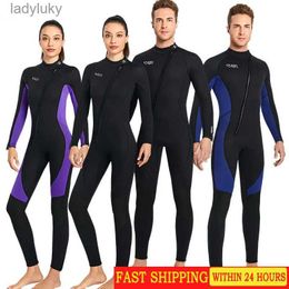 Swim Wear New 3mm wetsuit men's one-piece warm surf diving suit women's long-sleeved winter Snorkelling swimsuit wetsuit men swimmingL240115