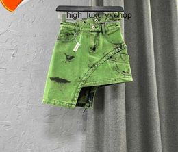 Skirts Summer Fashion Irregular Green Tie Dye Denim Skirt Women High Waist A-line Short Sexy Girls Asymmetrical Skirts