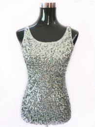 Women's Tanks Sleeveless Sparkle Sequin Tops Cami Sexy Club Tank Top Shine Glitter Embellished Vest Party Clubwear