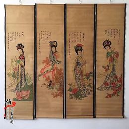 Chinese Hanging Scroll Tang Yin China Hand painting Ancient Beauty Four ancient Chinese beauty2630