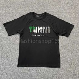 Trapstar Tracksuit Mens t Shirt Short Sleeve Print Outfit Chenille Tracksuit Black Cotton London Streetwear S-xl 4x6fz