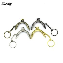 20 PcsLot 5 CM GoldenBronzeSilverGun Black Half Round Metal Purse Frame Kiss Clasp Lock With Key Ring Bag Parts Accessories 240115