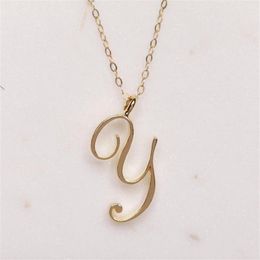 Mom love Cursive Name -Y English Alphabet gold silver Family friend Letters Sign Word Chain Necklaces Tiny Initial Letter pendant 242k