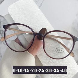 Sunglasses Anti Blue Light Women Men's Nearsighted Glasses Vintage Finished Optical Prescription Myopia Eyeglasses Retro Eyewear 0 To -4.0