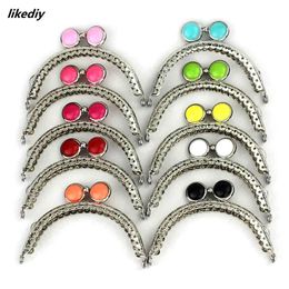 10 PcsLot 85 CM Semicircle Silver Tone Lace Flat Bead Metal Purse Frame Kiss Clasp Bag Accessories 240115