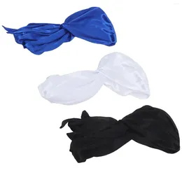 Simulated Silk Long Tail Turban Hat Pirate Baotou Chemotherapy 3pcs (royal Blue Black White)