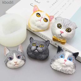 Craft Tools 1pc 3d Statue Cat Head Candle Silicone Mould Diy Animal Cat Handmade Soap Gypsum Resin Fondant Baking Mould Home Decor Gifts YQ240115