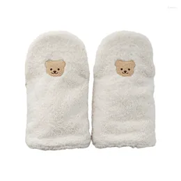 Stroller Parts Cute Bear Embroidery Gloves For Baby Cold Weather Hand Warmer Pram Cart Handmuff With Thick Fleece Lining