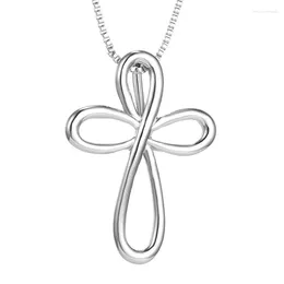 Pendant Necklaces Fashion Hollow Silver Color Catholic Cross For Women Christian Jewelry Christmas Gifts