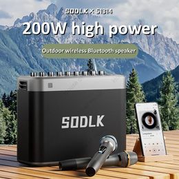 Speakers SODLK S1314 Portable Bluetooth Karaoke Machine with Wireless Mic 200W PA System Rechargeable Speaker Support TF Card/USB/AUX/TWS