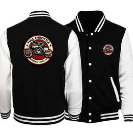 Full Throttle Cafe Racer Rockabilly Biker Baseball Uniform Men Women Coats Autumn Fleece Warm Bomber Jacket Classics Streetwear 240113