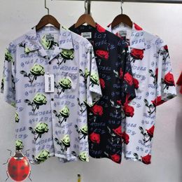 Print Short Sleeve Shirts Men Women Black White Grey Hawall Beach Shirt